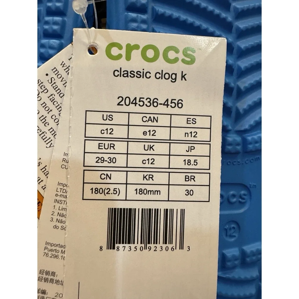 Crocs Big Kids Classic Clog K Slip On Summer Shoes Size C 12 Blue!